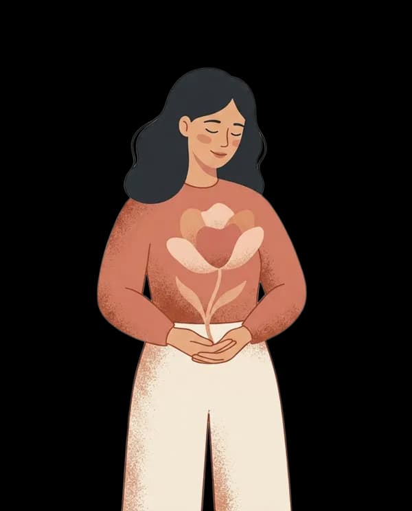 Illustratie van een vrouw met een groeiend plantje in haar handen — symbool voor het Werkfit UWV-traject waarin je in je eigen tempo groeit richting werk, met aandacht voor zelfvertrouwen, talenten en persoonlijke ontwikkeling.